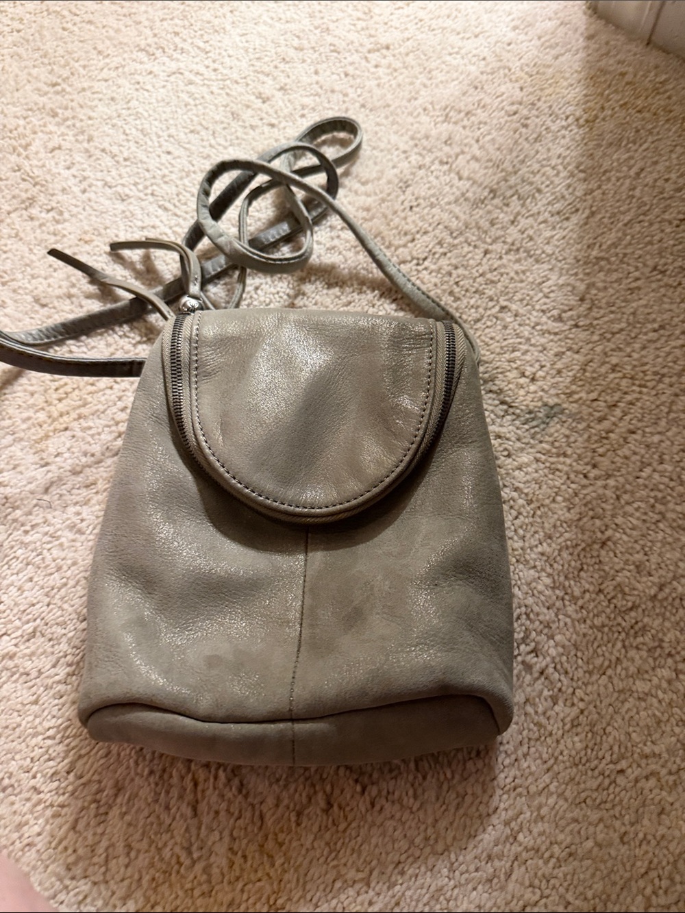 HOBO Leather Crossbody Bag in Taupe